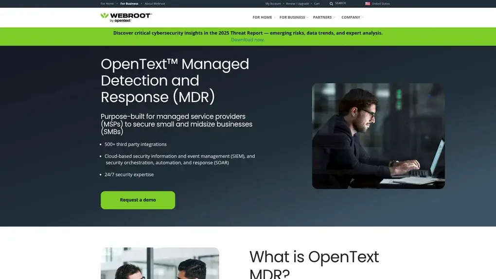 Webroot Managed Detection and Response MDR screenshot